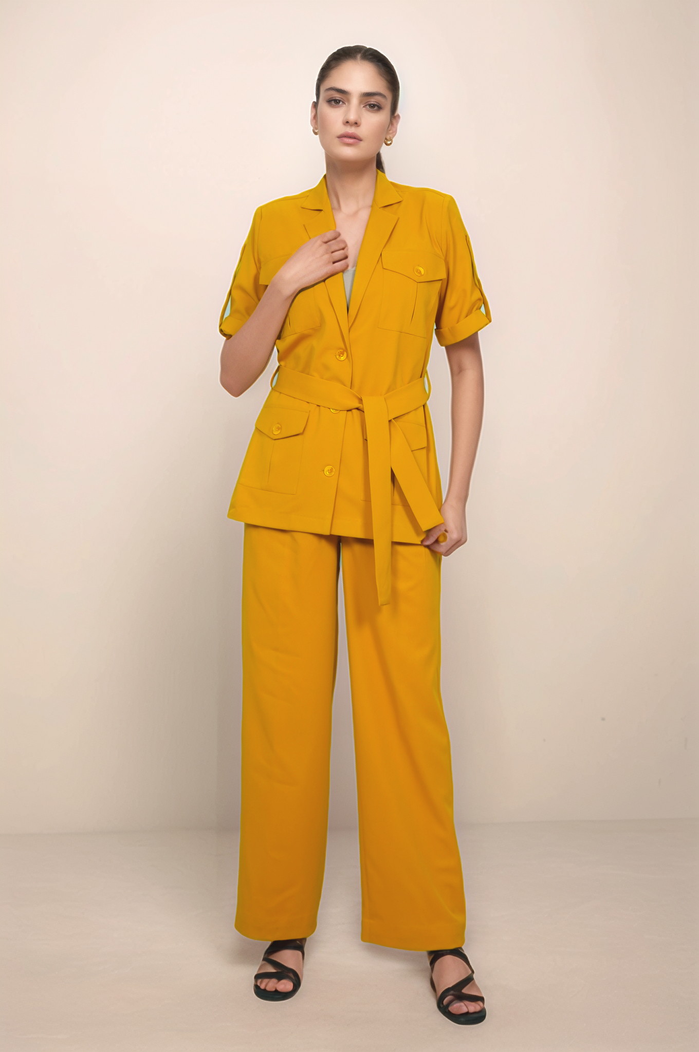 Turmeric Yellow Pleated Trouser