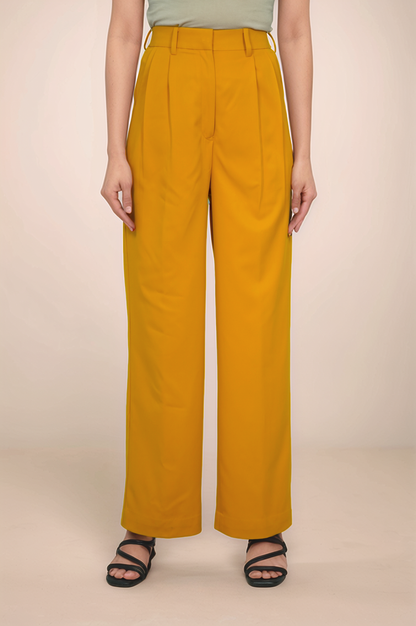 Turmeric Yellow Pleated Trouser