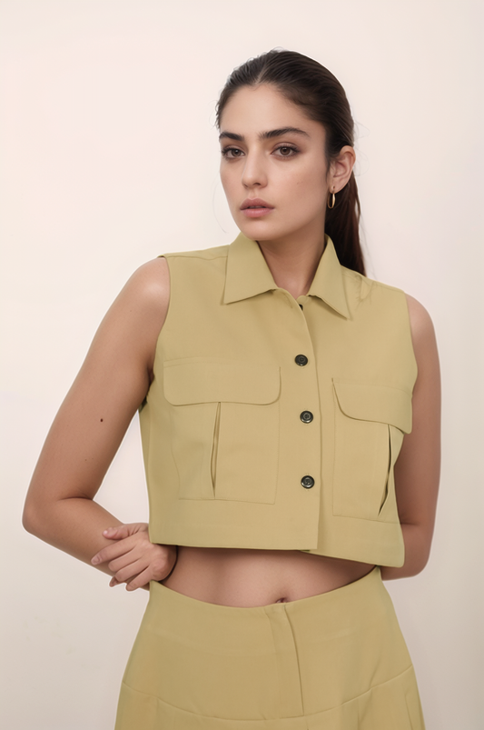 Khaki Crop Jacket