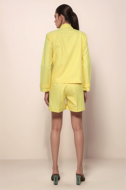 Yellow Double Breasted Shots Co-ord Suit