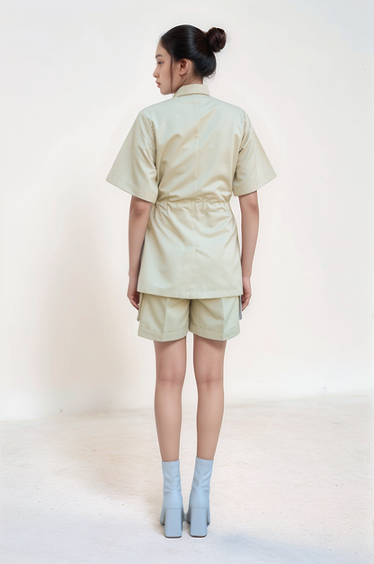 Beige Drawstring Safari Jacket