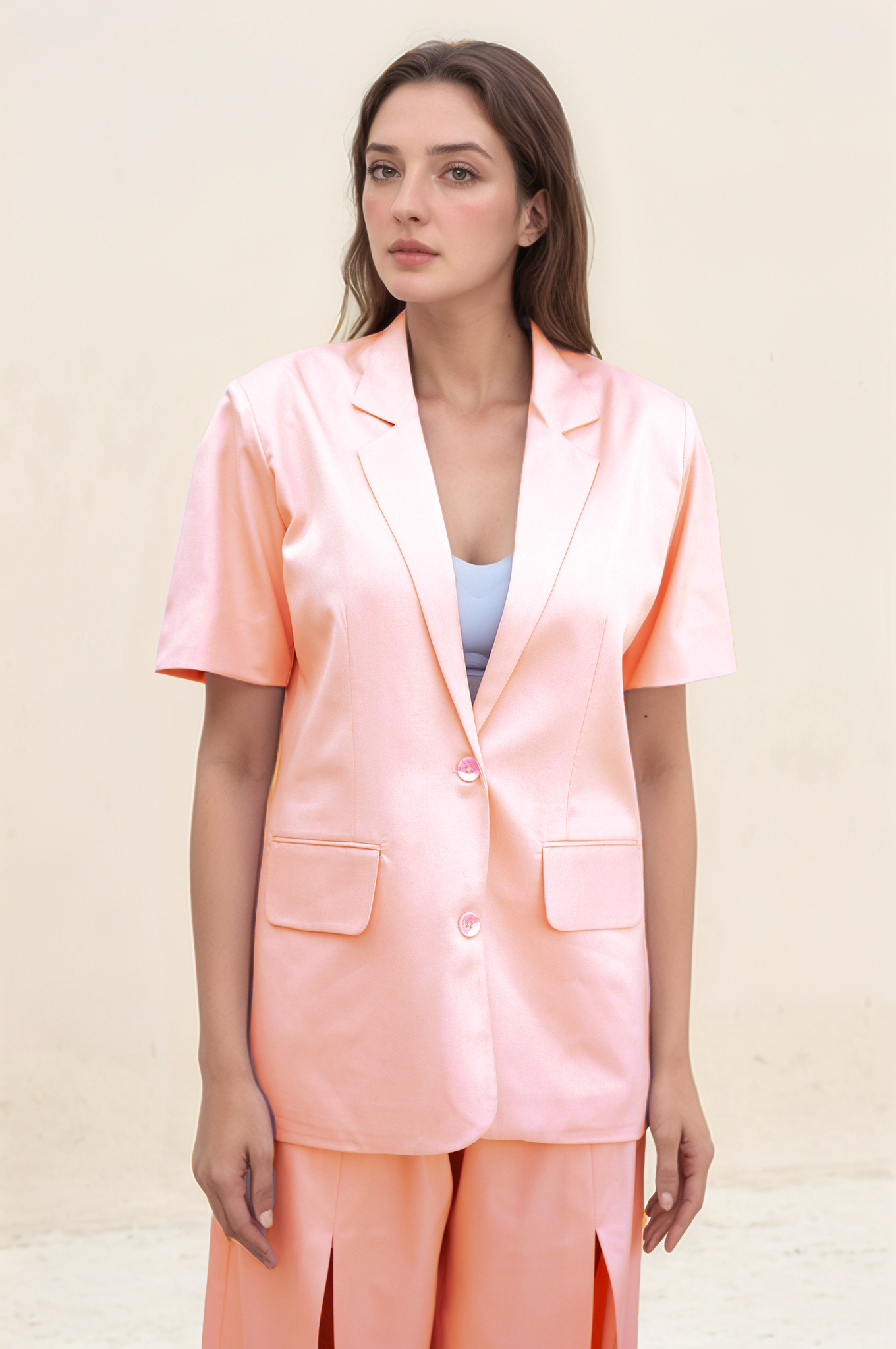 Peach Short Sleeve Co-ord Suit