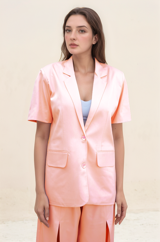 Peach Short Sleeve Women Jacket