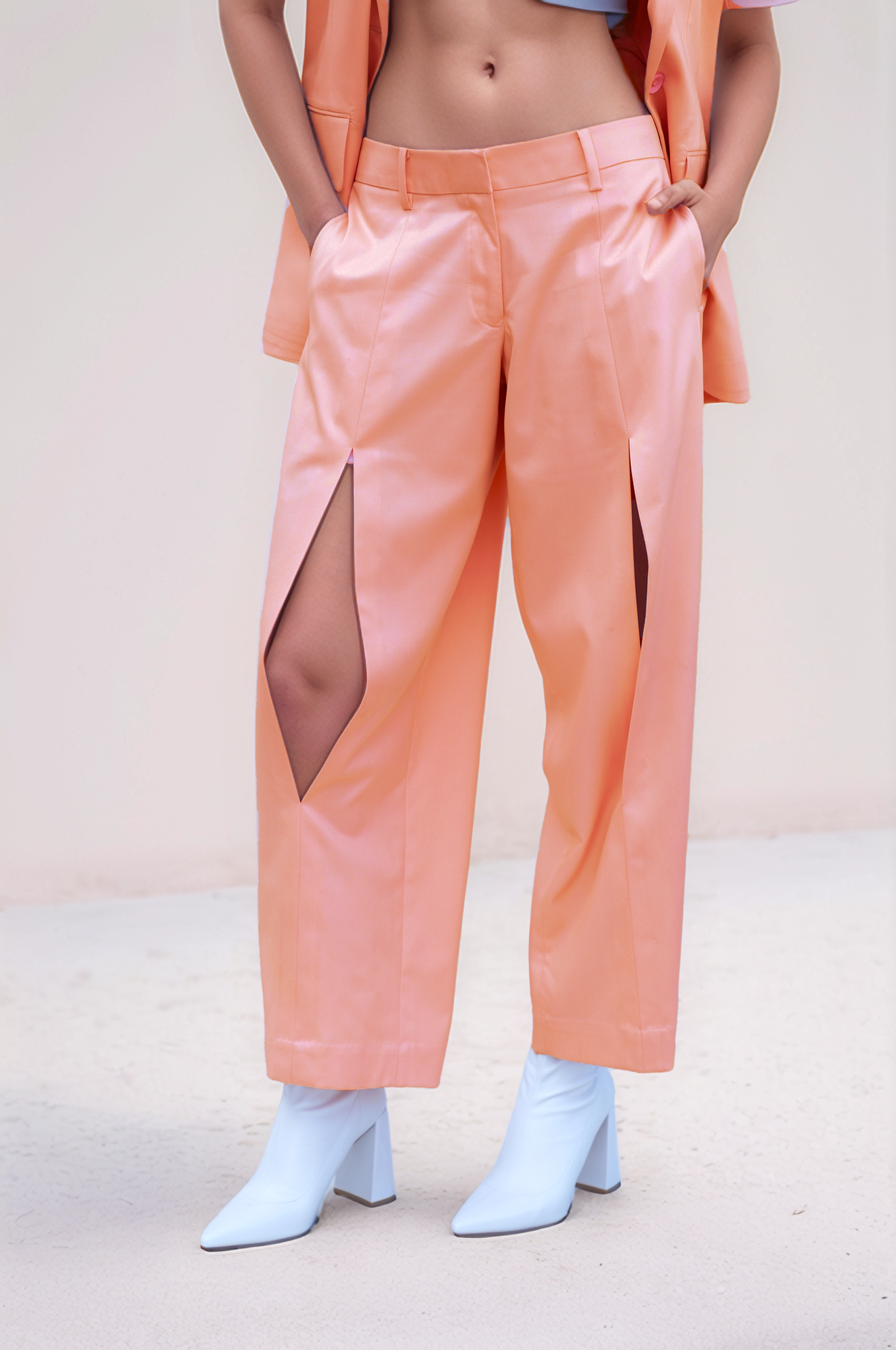 Peach Front Slit Trouser