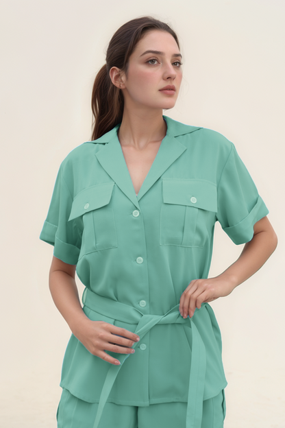 Sea Green Pleated Trouser