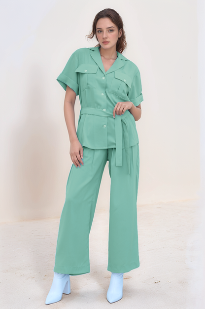 Sea Green Pleated Trouser