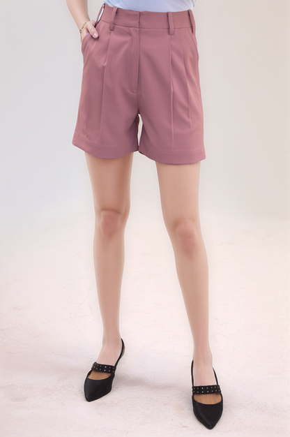 Onion Pink Pleated Shorts