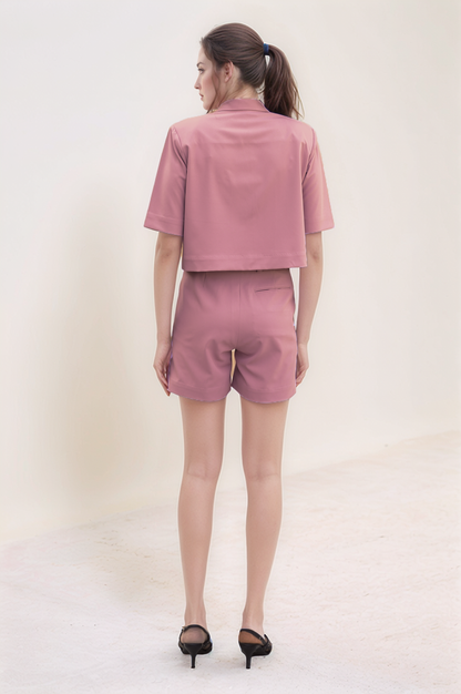 Onion Pink Pleated Shorts