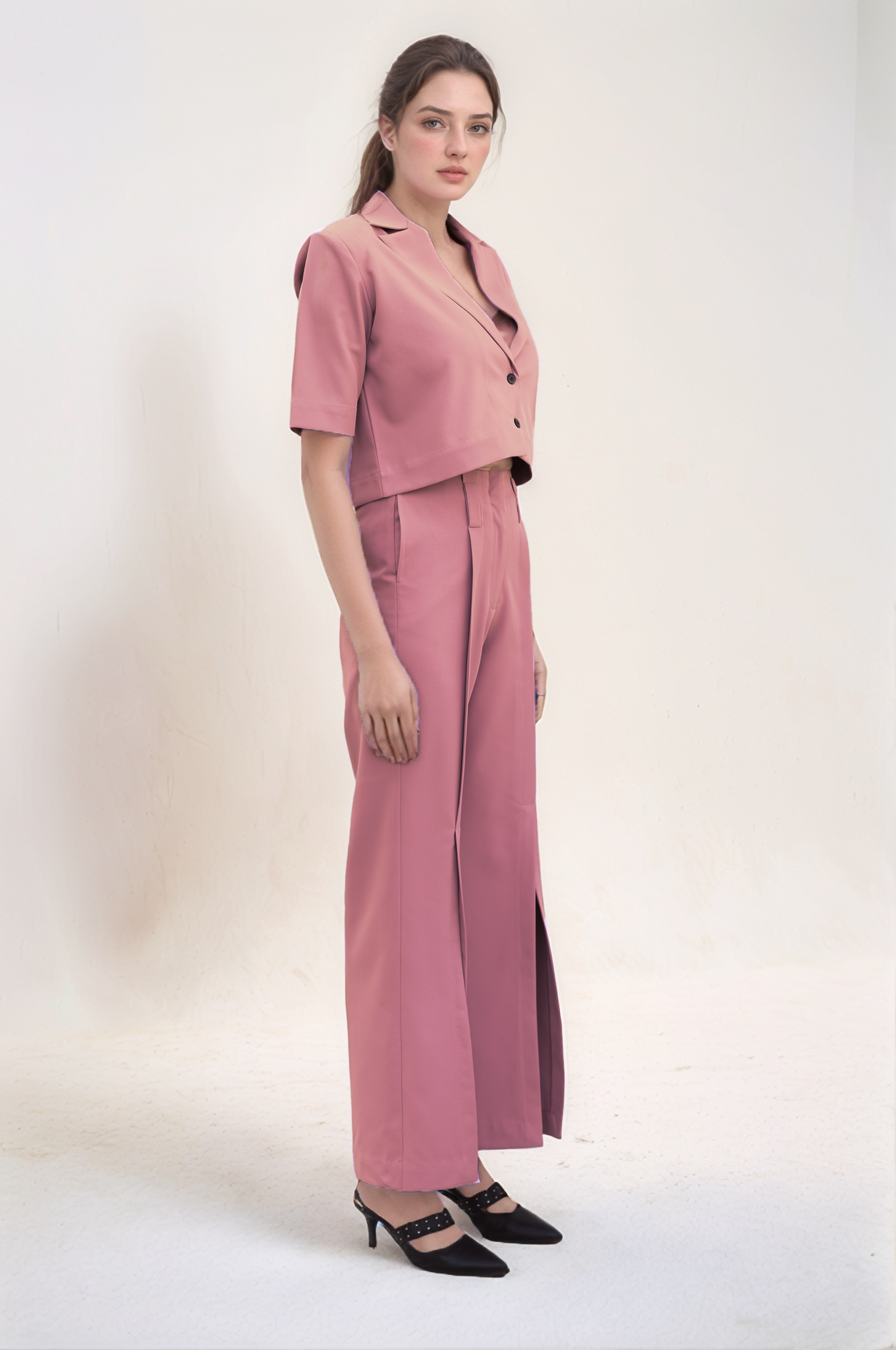 Onion Pink Crop Jacket Co-ord Suit