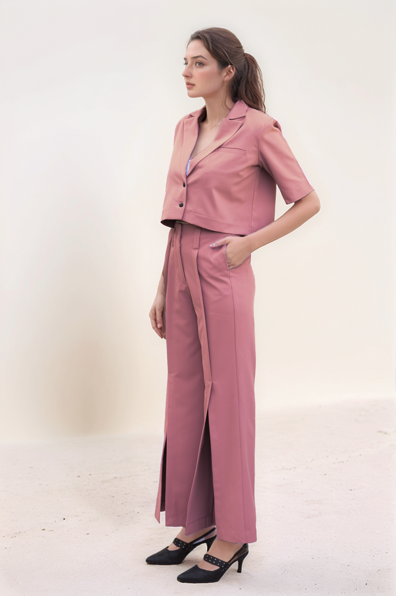 Onion Pink Crop Jacket Co-ord Suit