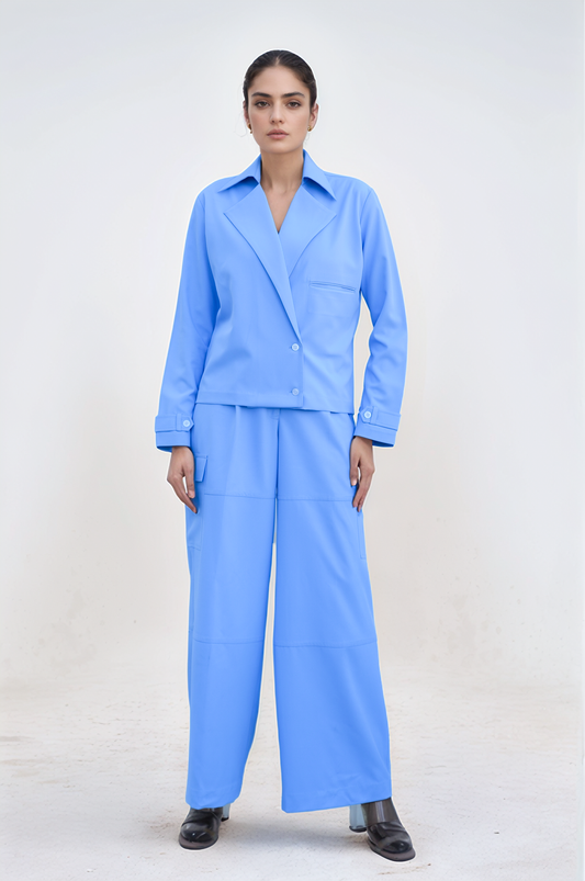 Lilac Overlapped Jacket Co-ord Suit