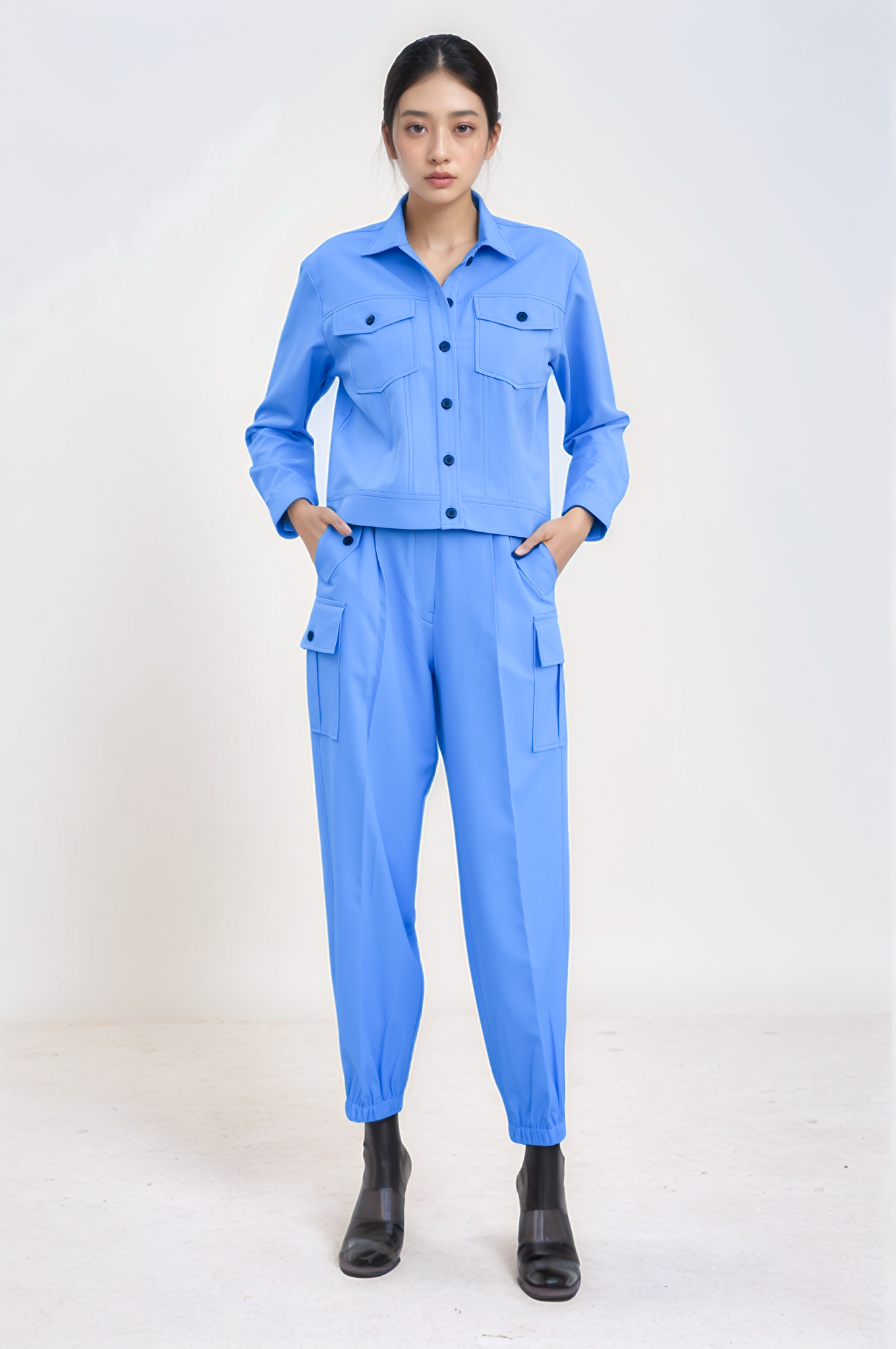 Lilac Blue Casual Jacket Co-ord Suit