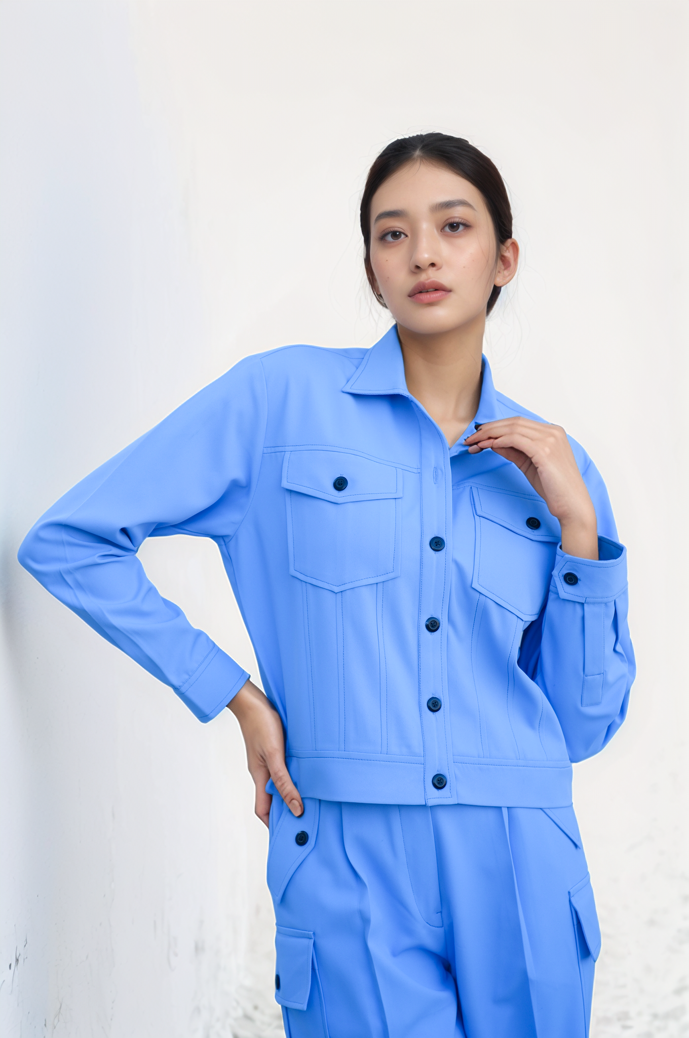 Lilac Blue Casual Jacket Co-ord Suit