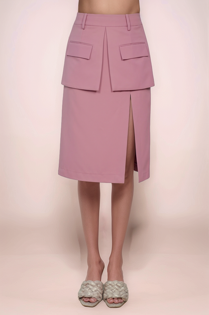 Onion Pink Flap Jacket-Skirt Co-ord Suit