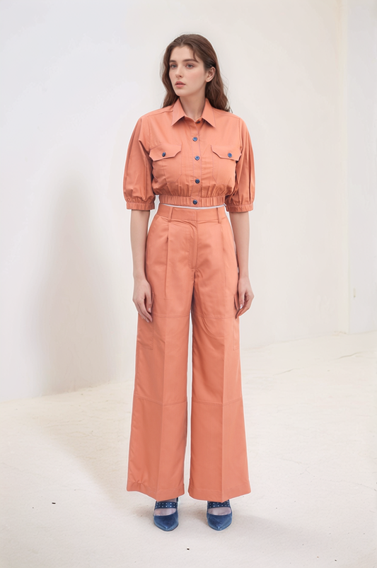 Rust Crop Top Co-ord Suit