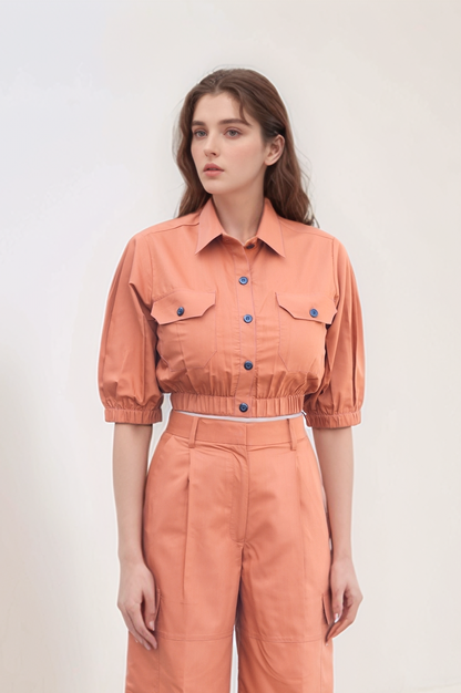 Rust Crop Top Co-ord Suit