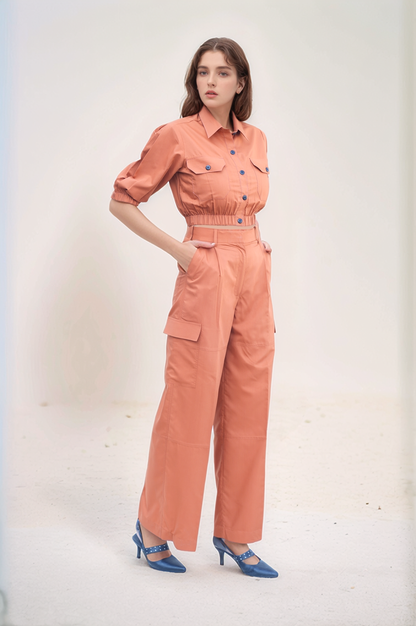 Rust Crop Top Co-ord Suit