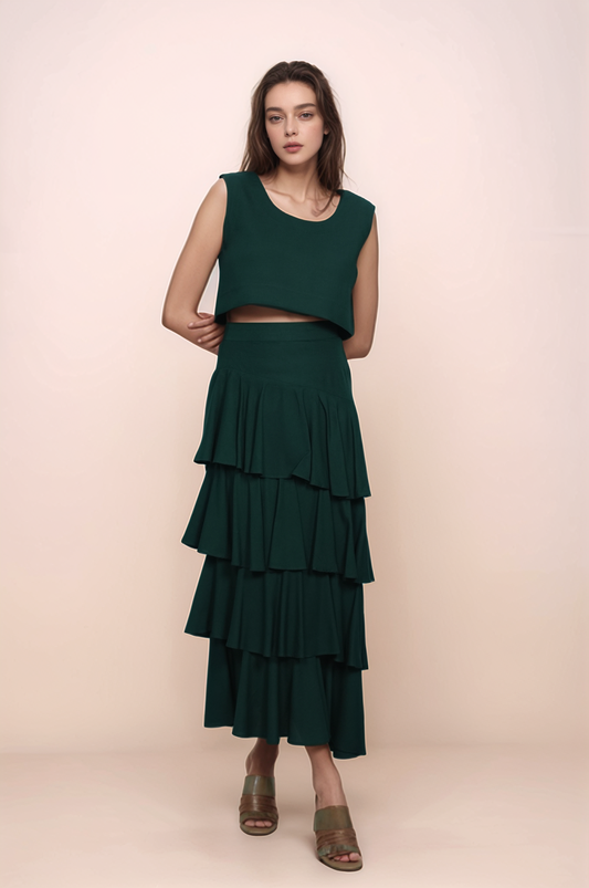 Green Cotton Crop Top