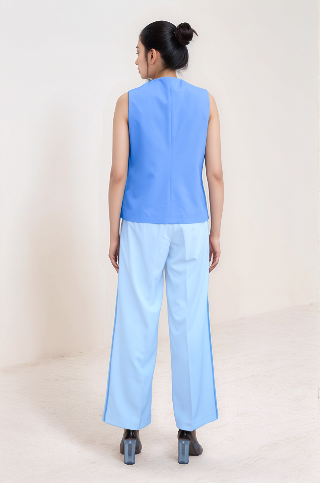 Lilac Blue Long-Overlapped Waistcoat Co-ord Suit