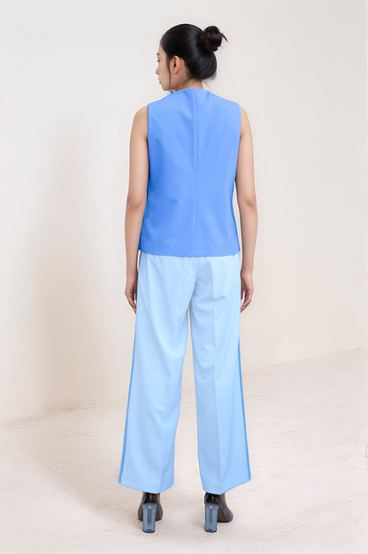 Lilac Blue Long-Overlapped Waistcoat Co-ord Suit