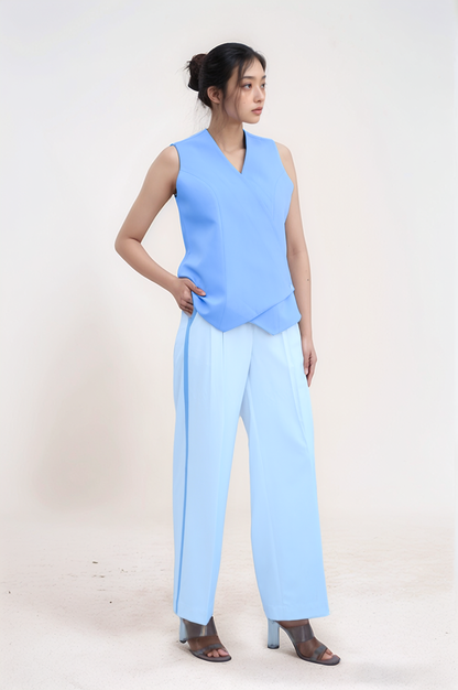 Lilac Blue Overlapped Waistcoat Co-ord Suit