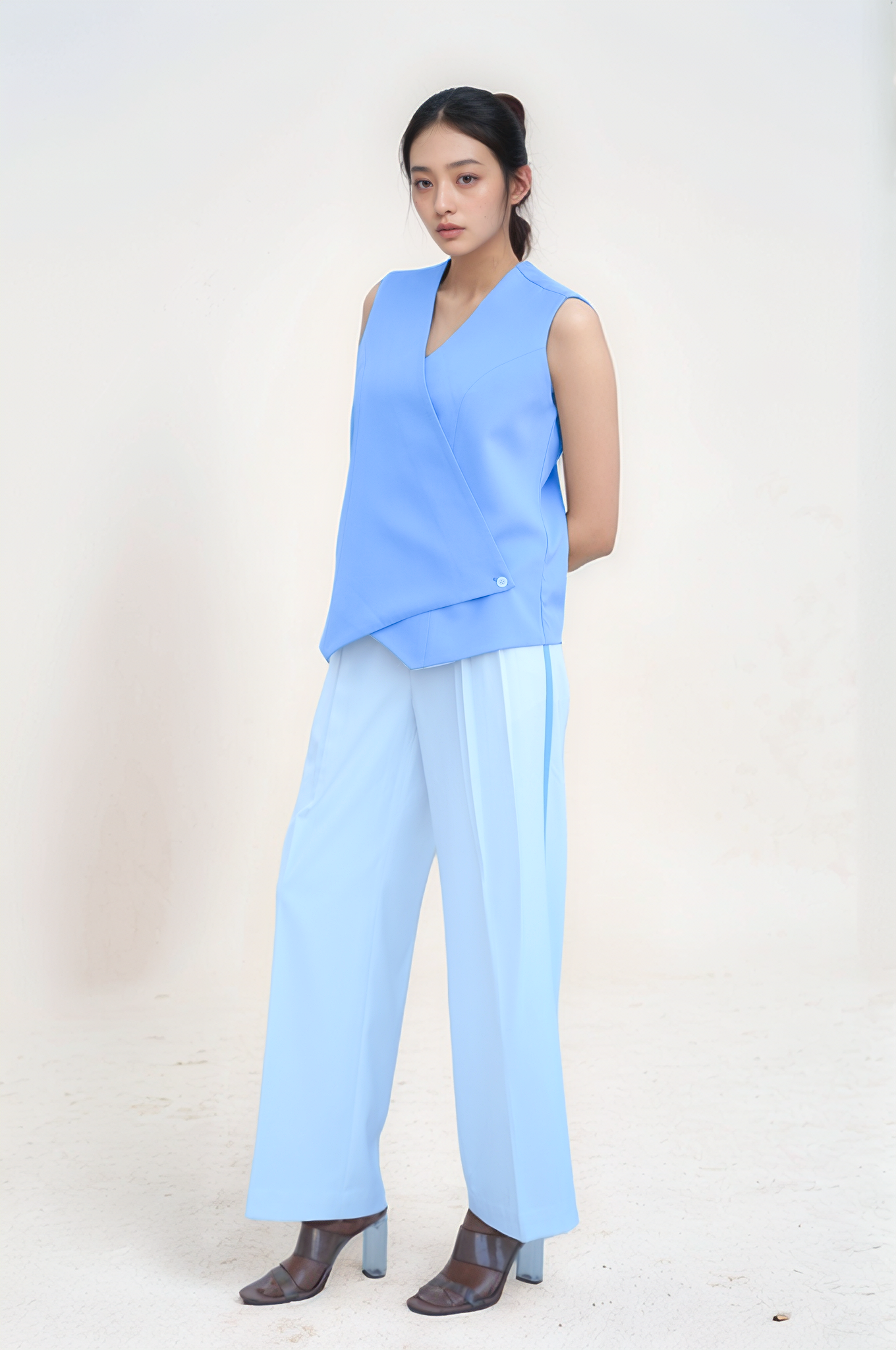 Lilac Blue Overlapped Waistcoat Co-ord Suit