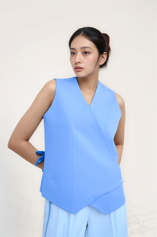 Lilac Blue Overlapped Waistcoat