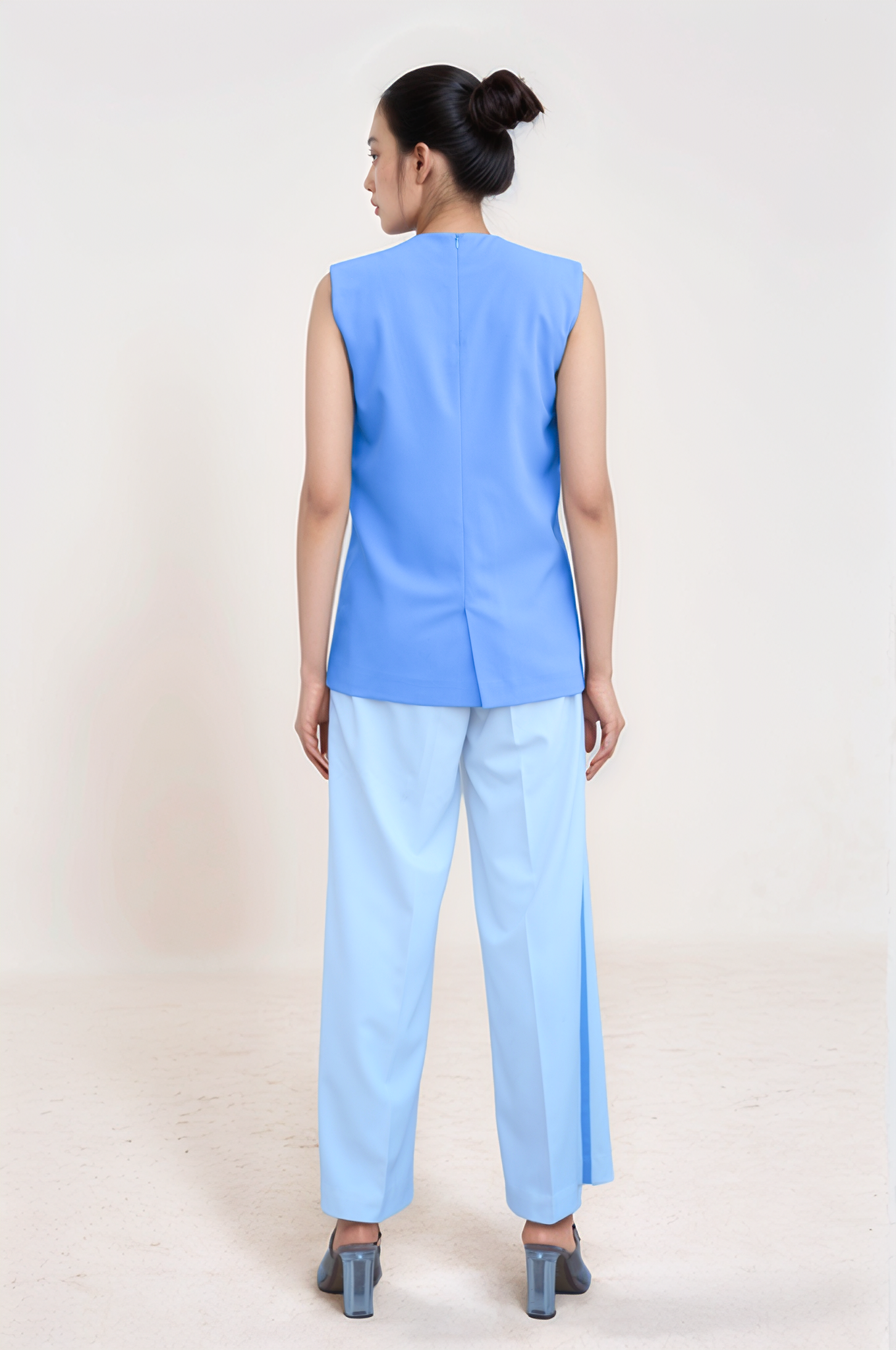 Lilac Blue Overlapped Waistcoat Co-ord Suit
