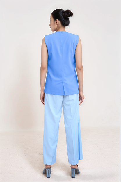 Lilac Blue Overlapped Waistcoat Co-ord Suit
