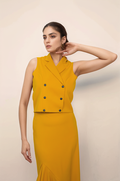 Turmeric Yellow Double Breasted Waistcoat