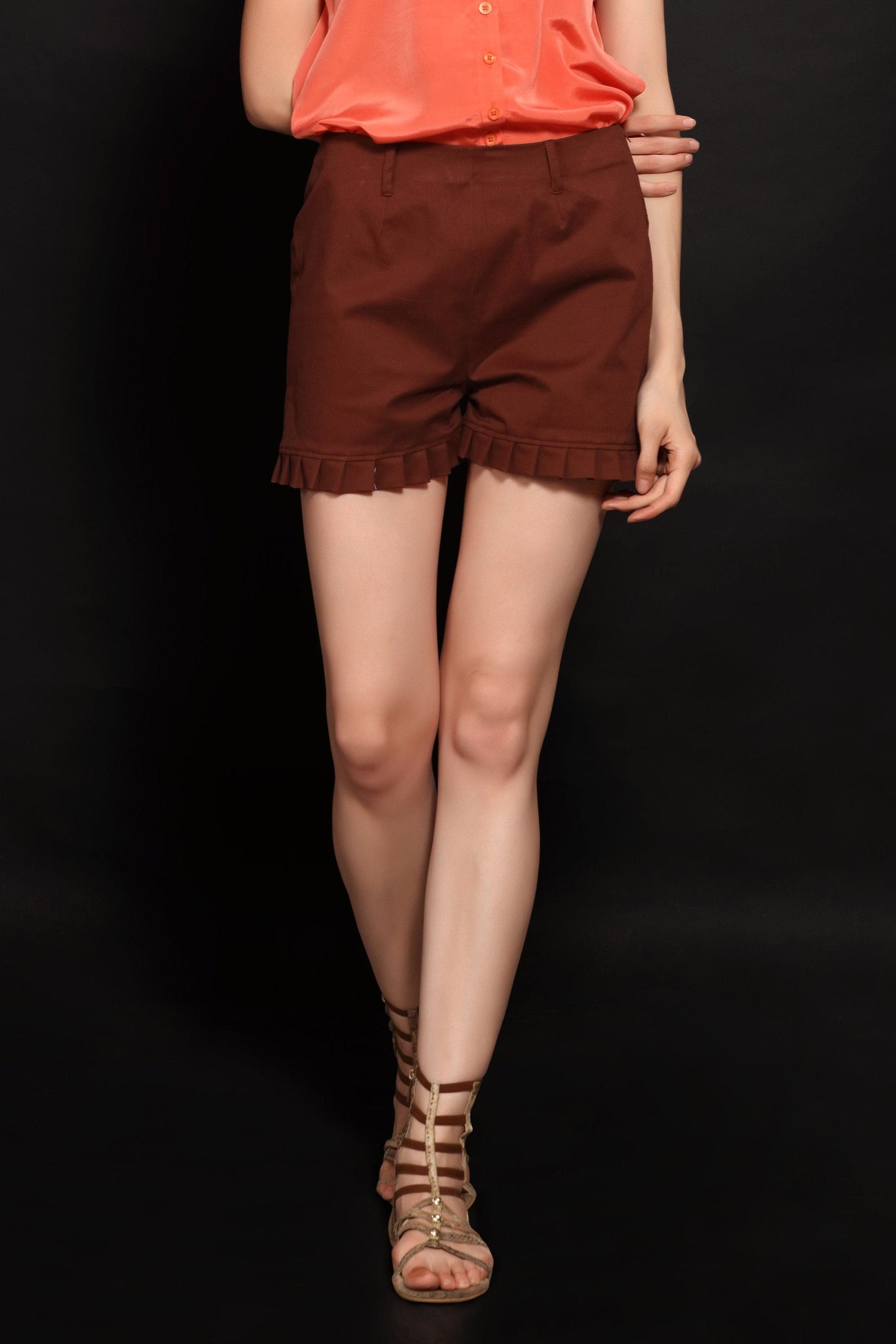 Rust Cotton Shorts