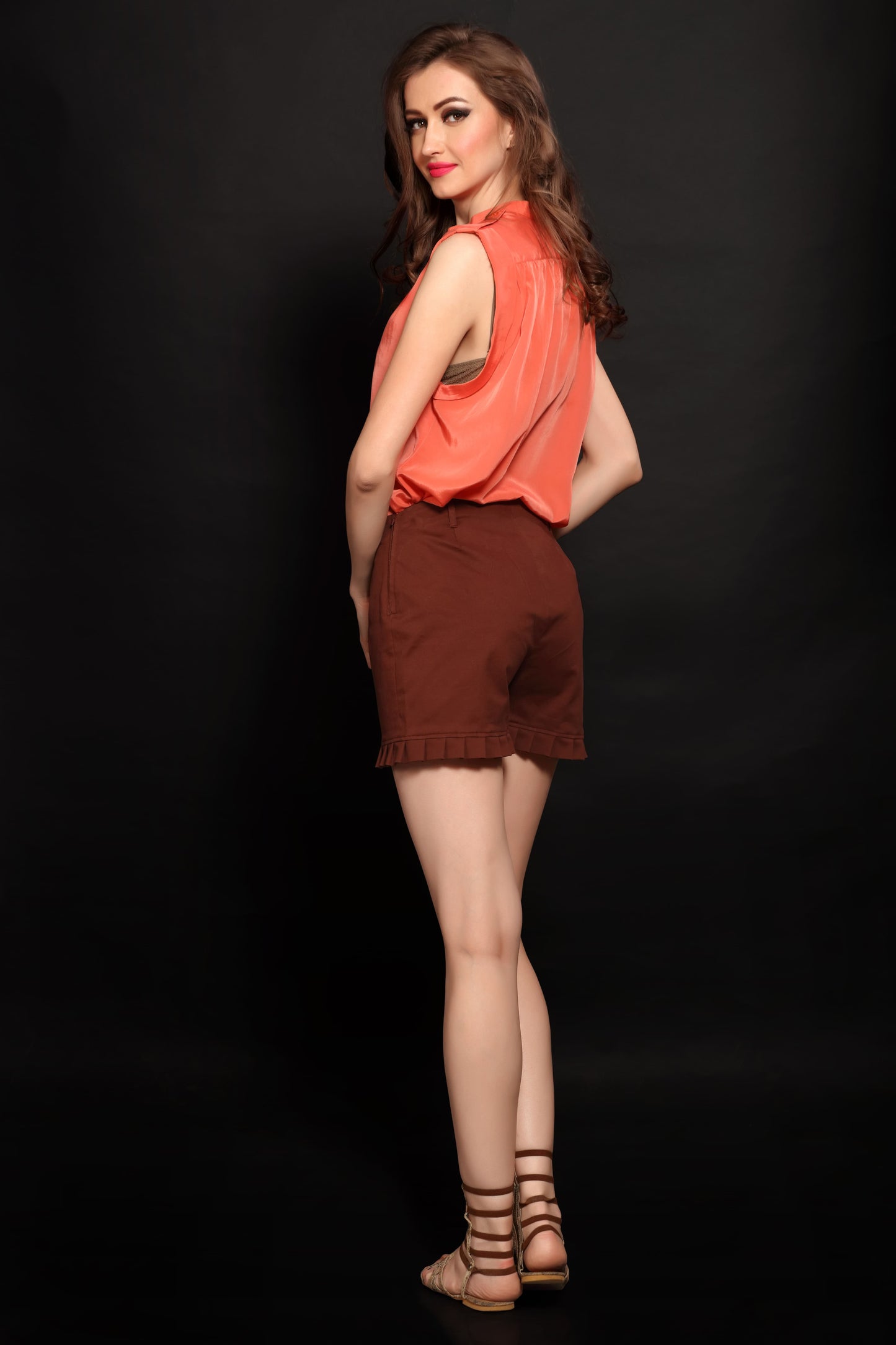 Rust Cotton Shorts