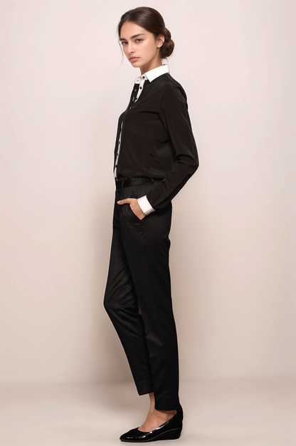 Black-White Placket Shirt
