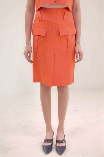 Orange Knee Length Skirt