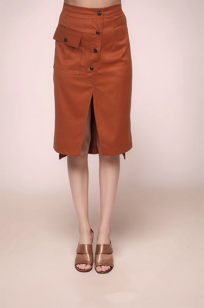 Rust Knee Length Skirt