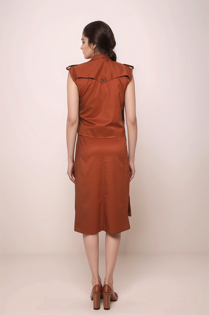 Rust Sleeveless Jacket Co-ord Suit