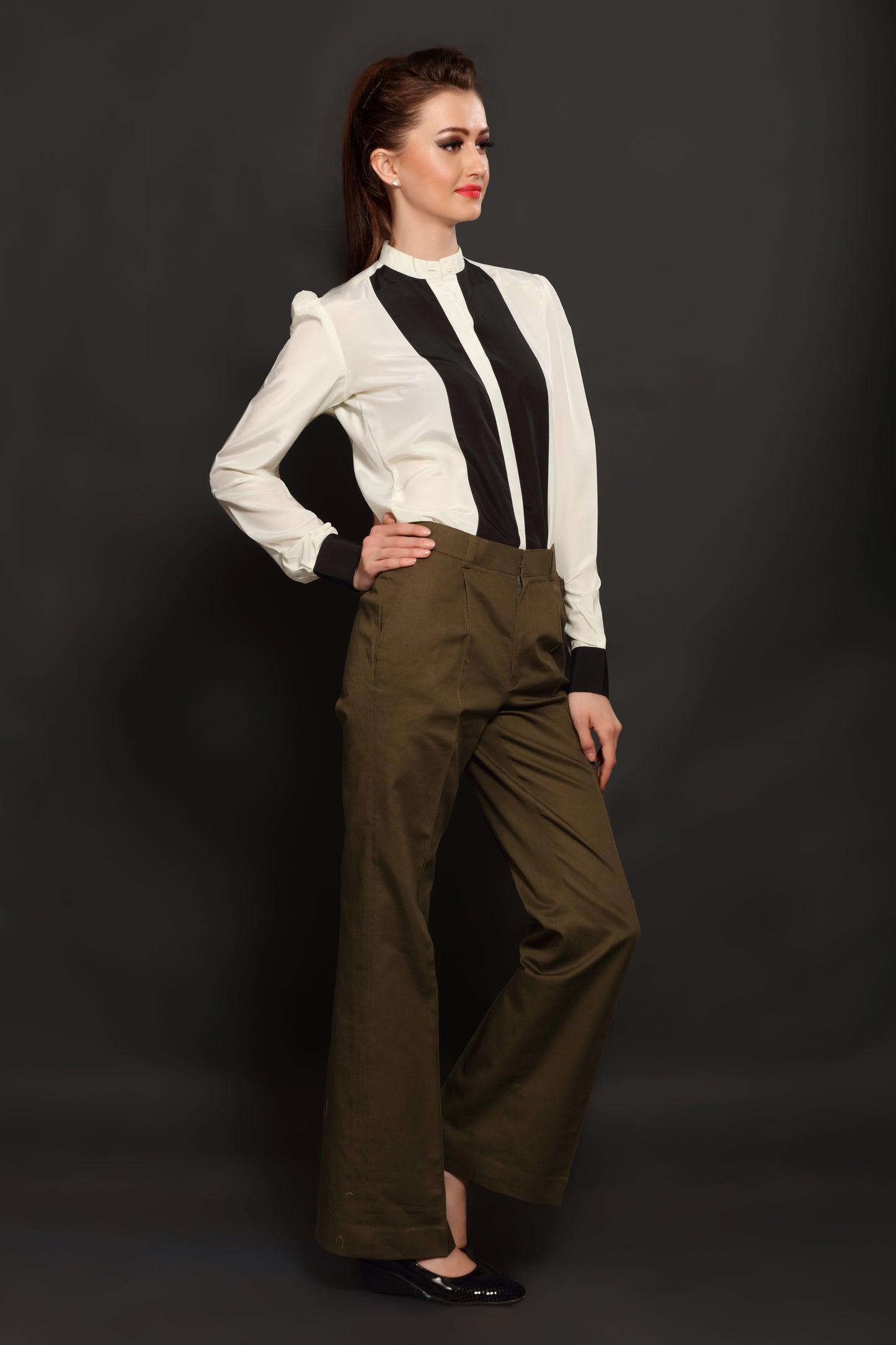 Brown Cotton Parallel Trouser