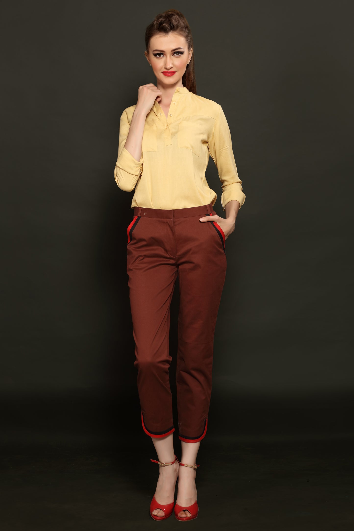 Brown Cropped Trouser