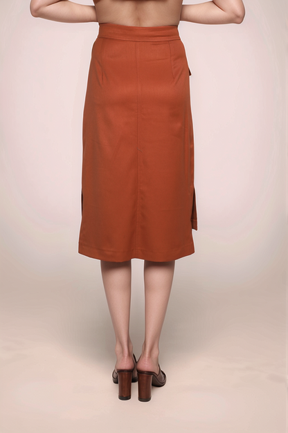 Rust Sleeveless Jacket Co-ord Suit