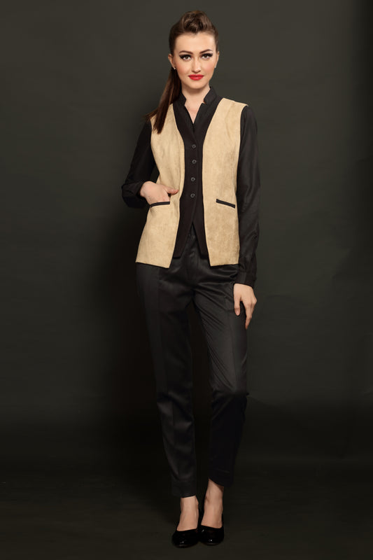 Beige Layered Waist Coat