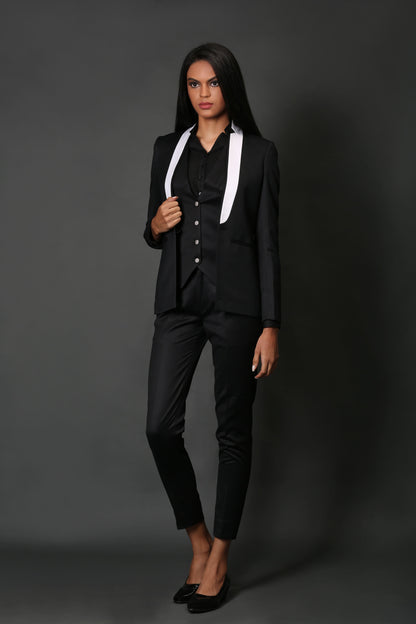 Black White Panel  & Black Tuxedo Suit