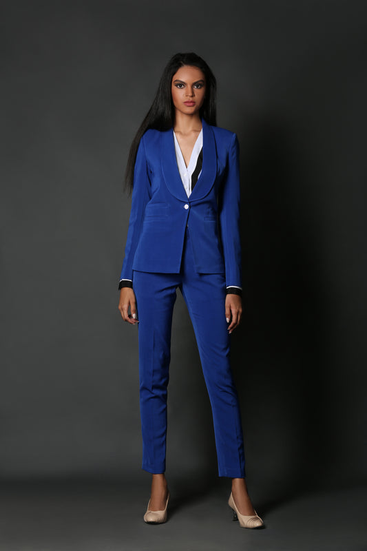 Blue Shawl Collar Blazer