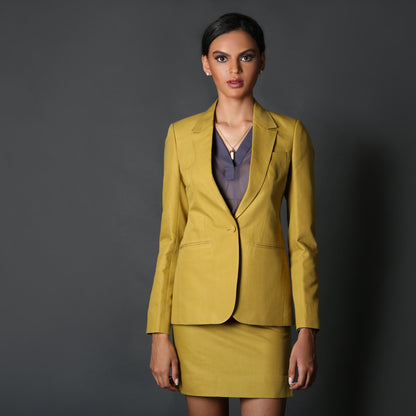 Ochre Yellow Formal Blazer & Ochre Yellow Skirt Suit