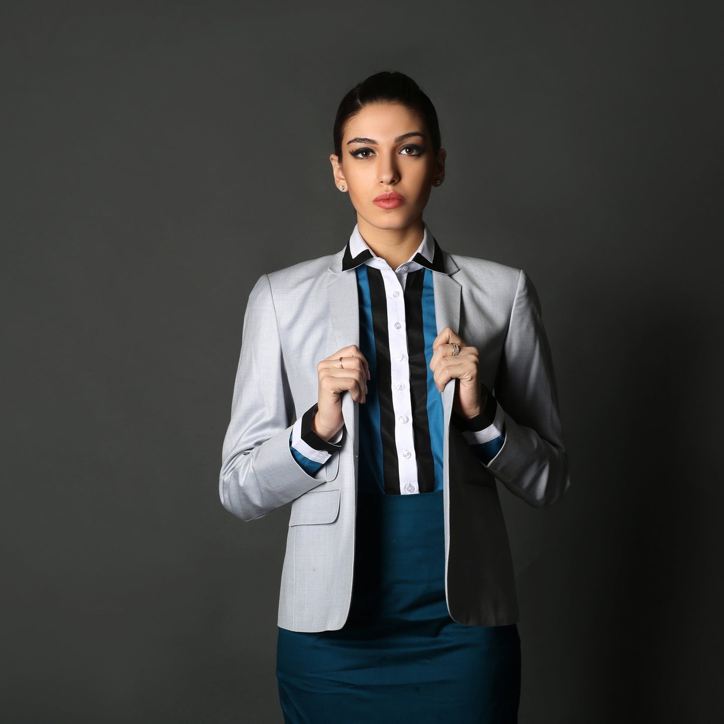 Light Grey Formal & Turquoise Blue Short Suit