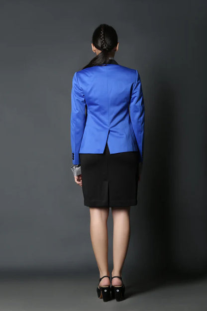 Blue Tuxedo Coat & Black Formal Skirt Suit