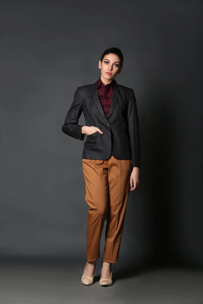 Tan Orange Pleated Trouser