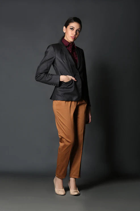 Tan Orange Pleated Trouser