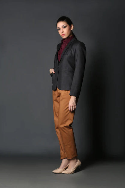 Tan Orange Pleated Trouser