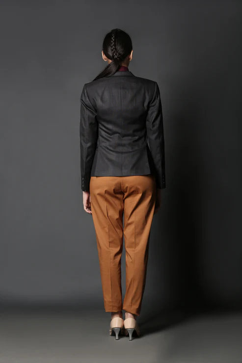 Tan Orange Pleated Trouser