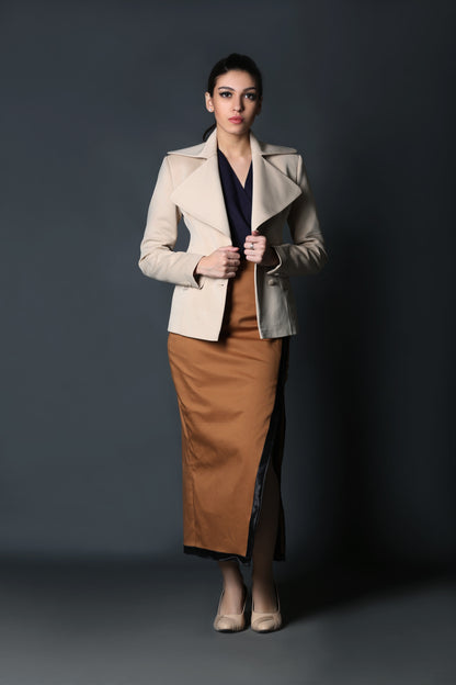 Beige Long Collar Coat